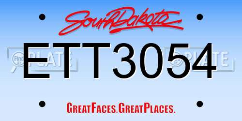 ETT3054 South Dakota License Plate