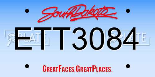 ETT3084 South Dakota License Plate