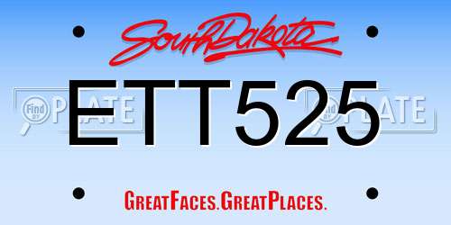 ETT525 South Dakota License Plate