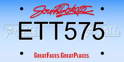 ETT575 South Dakota License Plate