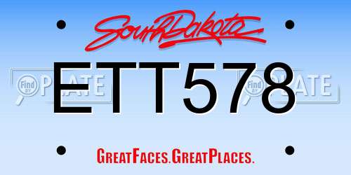 ETT578 South Dakota License Plate