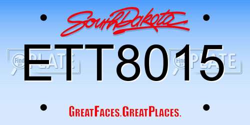 ETT8015 South Dakota License Plate