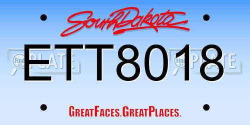 ETT8018 South Dakota License Plate