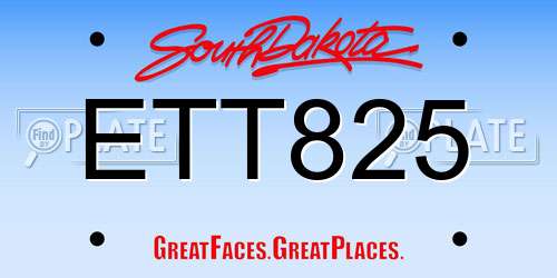 ETT825 South Dakota License Plate