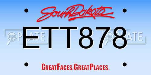 ETT878 South Dakota License Plate