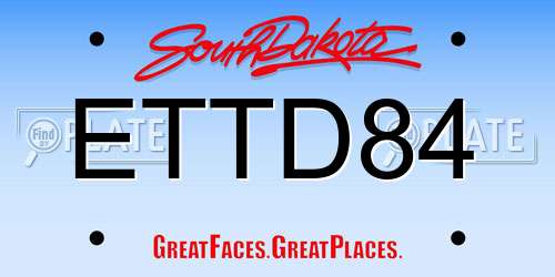 ETTD84 South Dakota License Plate