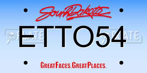 ETTO54 South Dakota License Plate