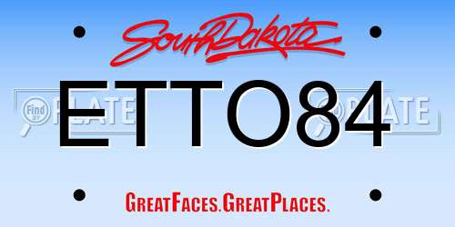 ETTO84 South Dakota License Plate