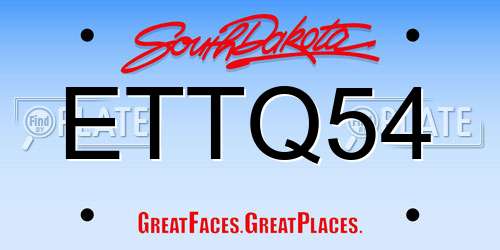 ETTQ54 South Dakota License Plate