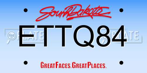 ETTQ84 South Dakota License Plate