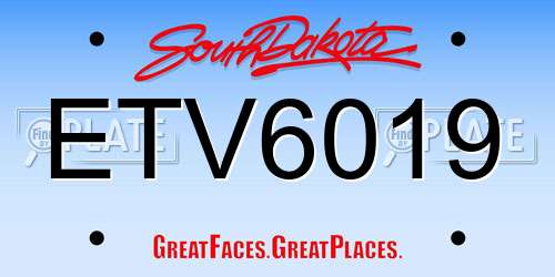 ETV6019 South Dakota License Plate