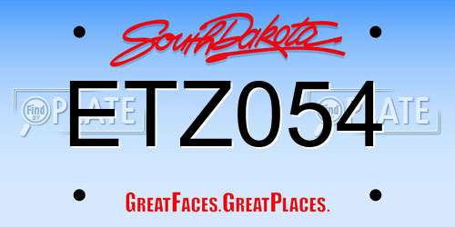 ETZ054 South Dakota License Plate