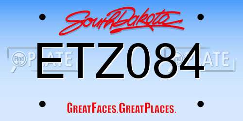 ETZ084 South Dakota License Plate