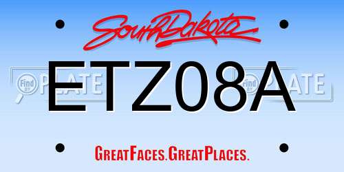 ETZ08A South Dakota License Plate