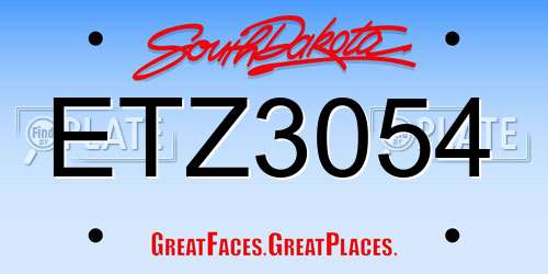 ETZ3054 South Dakota License Plate