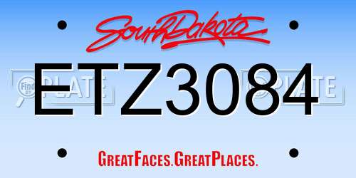 ETZ3084 South Dakota License Plate