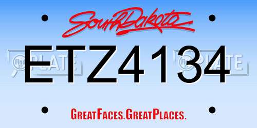 ETZ4134 South Dakota License Plate