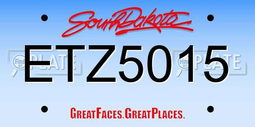 ETZ5015 South Dakota License Plate