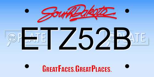 ETZ52B South Dakota License Plate