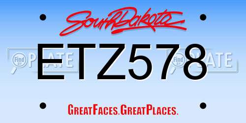 ETZ578 South Dakota License Plate
