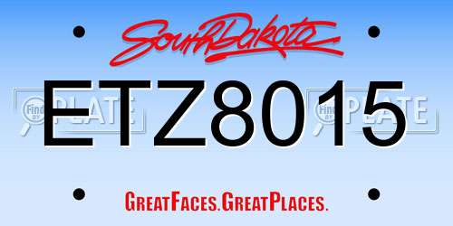 ETZ8015 South Dakota License Plate