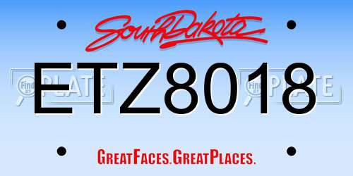 ETZ8018 South Dakota License Plate