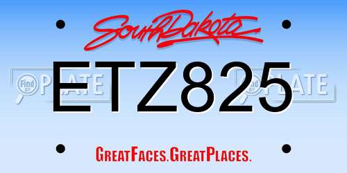ETZ825 South Dakota License Plate