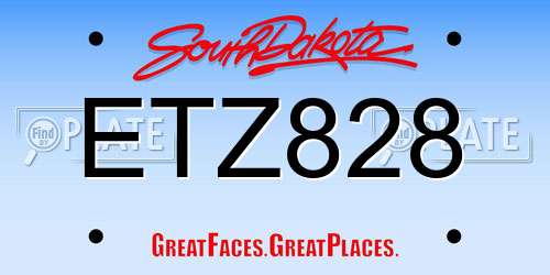 ETZ828 South Dakota License Plate