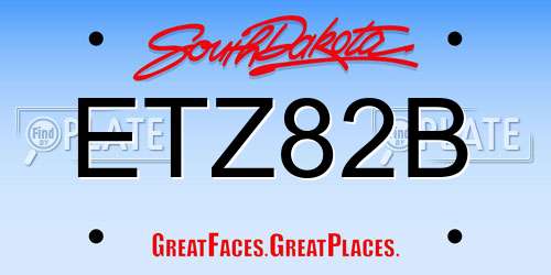 ETZ82B South Dakota License Plate