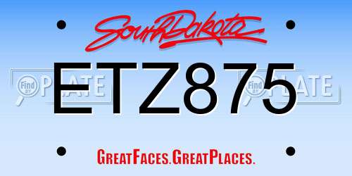 ETZ875 South Dakota License Plate