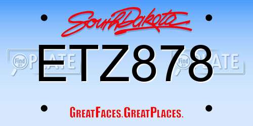 ETZ878 South Dakota License Plate