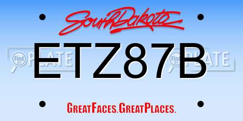 ETZ87B South Dakota License Plate