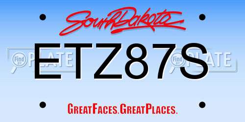 ETZ87S South Dakota License Plate