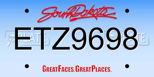 ETZ9698 South Dakota License Plate