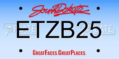 ETZB25 South Dakota License Plate