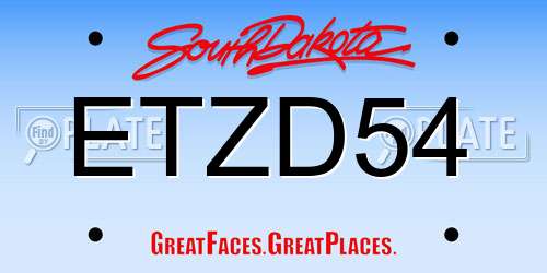 ETZD54 South Dakota License Plate