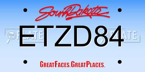 ETZD84 South Dakota License Plate