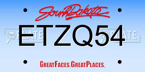 ETZQ54 South Dakota License Plate