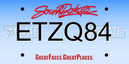 ETZQ84 South Dakota License Plate