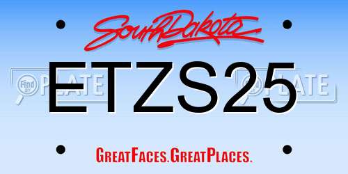 ETZS25 South Dakota License Plate