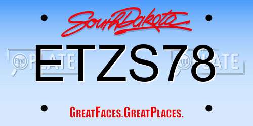 ETZS78 South Dakota License Plate