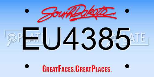 EU4385 South Dakota License Plate