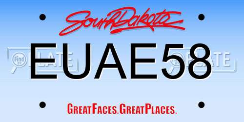 EUAE58 South Dakota License Plate