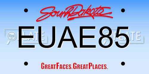 EUAE85 South Dakota License Plate