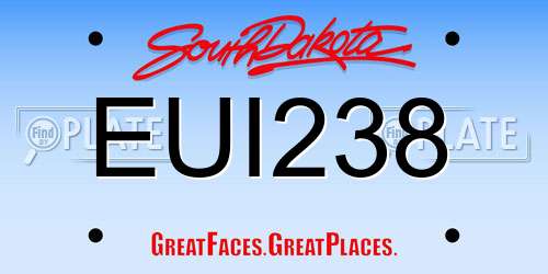 EUI238 South Dakota License Plate