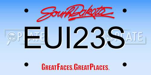EUI23S South Dakota License Plate