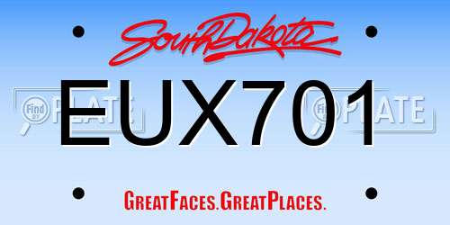 EUX701 South Dakota License Plate
