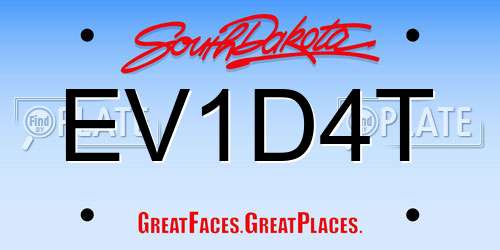 EV1D4T South Dakota License Plate