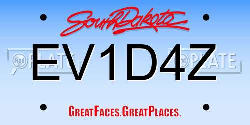 EV1D4Z South Dakota License Plate