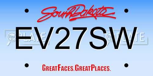 EV27SW South Dakota License Plate